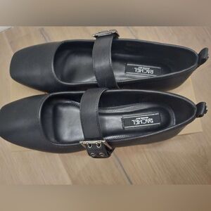 Rachel Roy Black Leather Women's Modern Ballet Flat Shoes